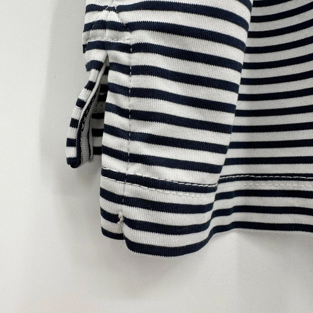 Men's J Crew Striped Performance Polo Shirt Black and White Activewear Size XL‎